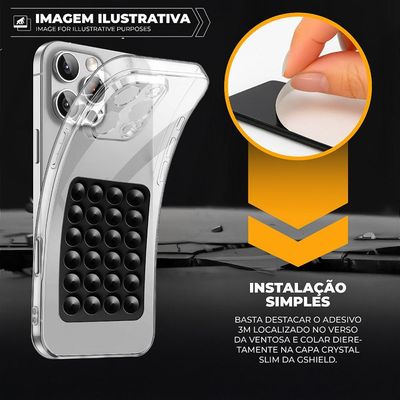 Kit Capa Crystal Slim para Iphone 16 Ventosa Preta - Gshield