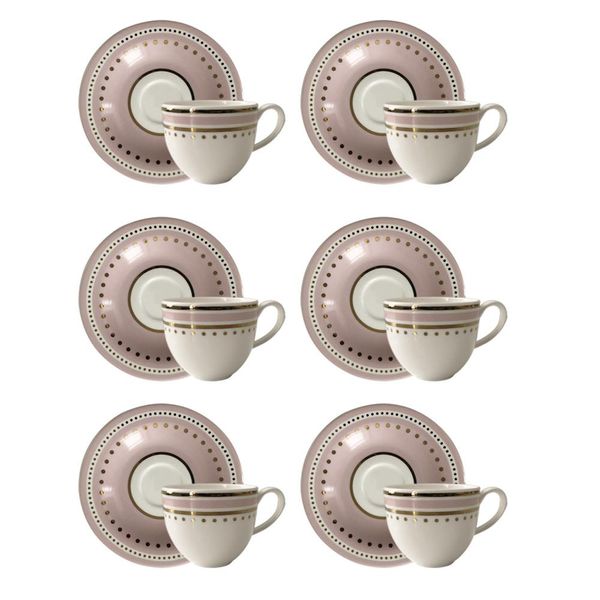 Jogo de xícaras café em porcelana Strauss Rose Ball 110ml 6 peças