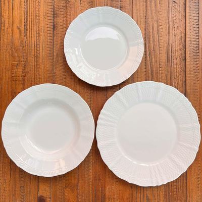 Baixela de pratos em porcelana Noritake Cher Blanc 18 peças