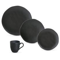 Aparelho De Jantar 16 Peças Orgânico Preto Matte Porto Brasil