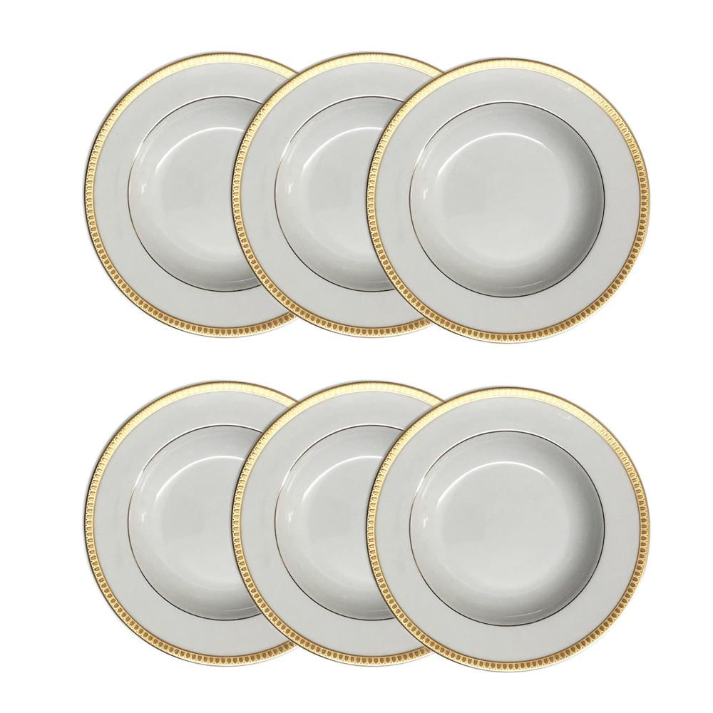 Jogo de pratos fundo Christofle Malmaison 6 peças dourado