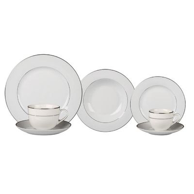Jogo de jantar em porcelana L'hermitage Magesty Silver 42 peças