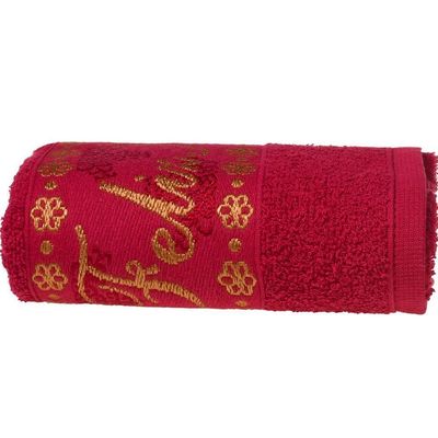 Kit 2 Toalha De Rosto Feliz Natal Bordada Jacquard 45x68 Vermelho