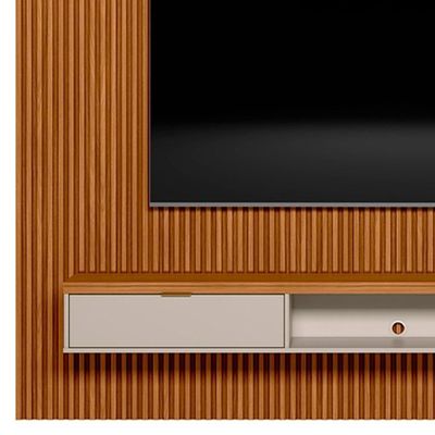 Painel Ripado Para Tv 75 Pol. Com Bancada 258cm Prime Plus L06 Nature-off White - Mpozenato