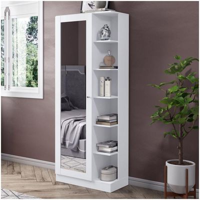 Sapateira 01 Porta Com Espelho 06 Prateleiras Duetto Henn Branco Hp