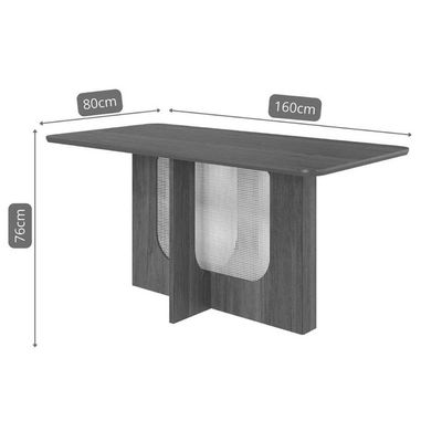 Mesa de Sala Jantar Louise c/ Tampo Madeirado 160x80cm Cinamomo - Cimol