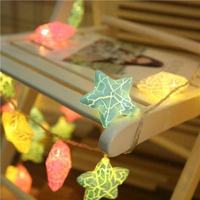 Decoração Varal Cordão Fio De Luzes Lâmpadas Estrela Colorida Led Natal Enfeite 2m
