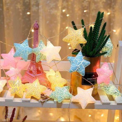 Decoração Varal Cordão Fio De Luzes Lâmpadas Estrela Colorida Led Natal Enfeite 2m