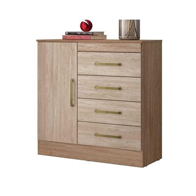 Cômoda Solteiro Montevideu c/ 1 Porta e 4 Gavetas Cafe Touch - Demóbile