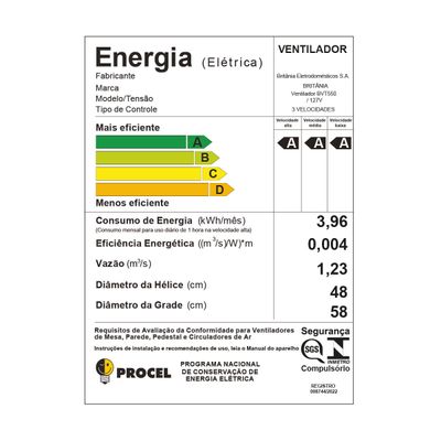Ventilador de Coluna Britânia Turbo Silencioso 175W BVT550 127V