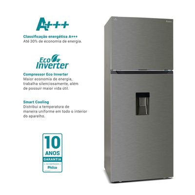 Geladeira 413L Philco Eco Inverter Duplex Inox PRF501TI 127V