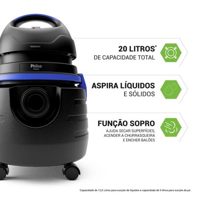 Aspirador de Água e Pó Philco 1500W 20L PAS80 220V