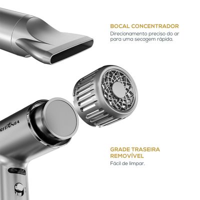 Secador de Cabelos Britânia 1600W Mais Silencioso BSC3400 220V