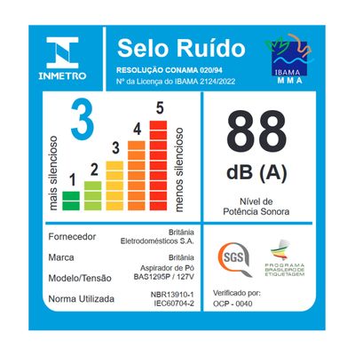 Aspirador de Pó Vertical Britânia 2 em 1  BAS1295P 1250W 220V