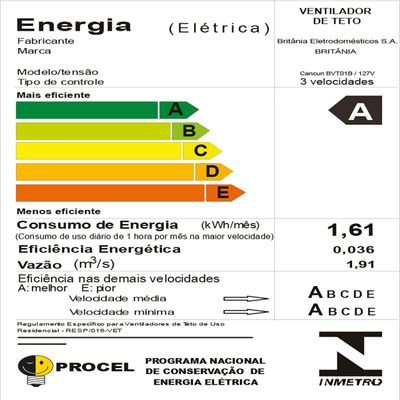 Ventilador de Teto Britânia 3 em 1 131W Cancun BVT01B 127V