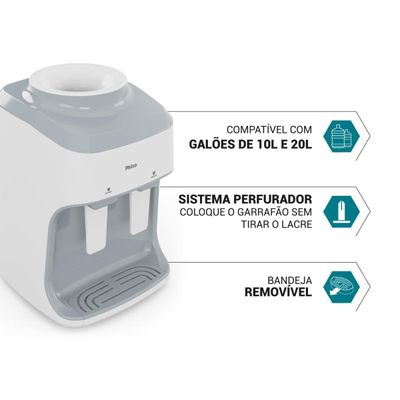 Bebedouro Philco 10L ou 20L Bivolt Sistema Perfurador PBE15B Bivolt