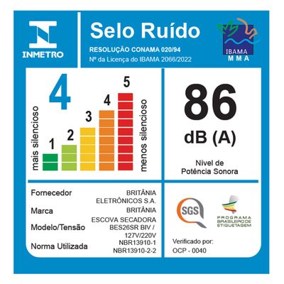 Escova Secadora Britânia 4 em 1 1300W Bivolt BES26SR Bivolt