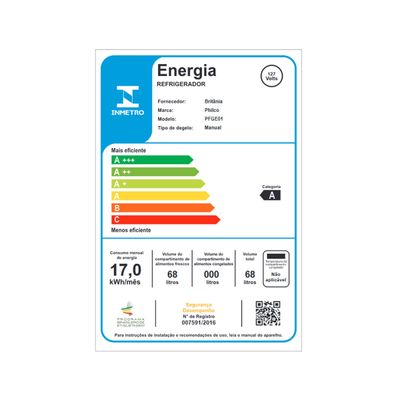 Frigobar Philco 68L PFGE01 5 Níveis de ajustes 127V