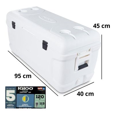 Caixa Termica Cooler Igloo 113 L 120 Qt Branco Marine