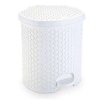 Lixeira Pedal Rattan 6 Lts Cozinha Banheiro Escritorio Branco