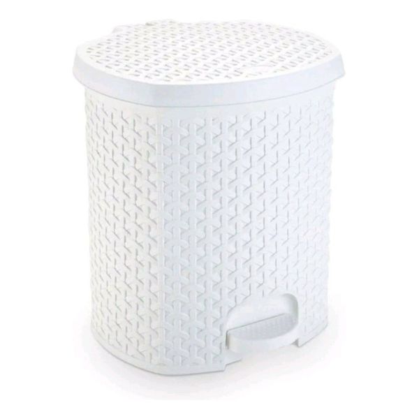 Lixeira Pedal Rattan 6 Lts Cozinha Banheiro Escritorio Branco