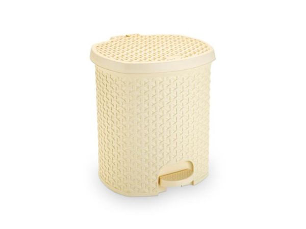 Lixeira Pedal Rattan 15 L Cozinha Banheiro Escritorio Creme