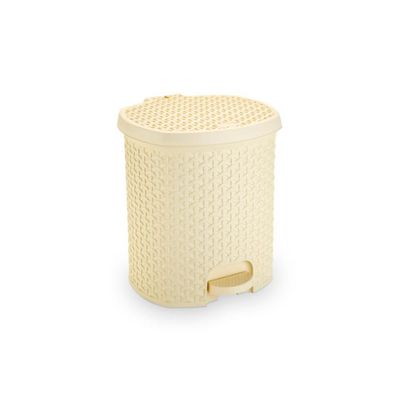 Lixeira Pedal Rattan 15 L Cozinha Banheiro Escritorio Creme