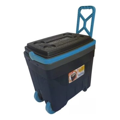 Caixa Térmica Cooler 34 Lt Com Rodinhas Pesca Camping Praia Cor Cinza