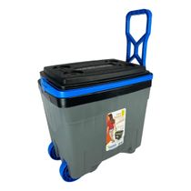 Caixa Térmica Cooler 34 Lt Com Rodinhas Pesca Camping Praia Cor Cinza