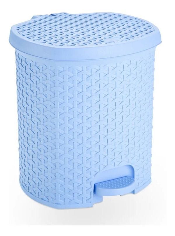 Lixeira Cesto 6 Lts. Rattan Tampa E Pedal Banheiro Cor Azul