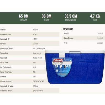 Caixa Térmica 45,4l Adventure Azul Coleman