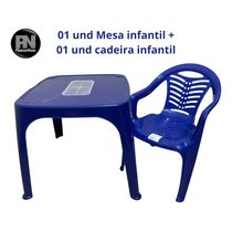 Mesa Infantil Azul + 01 Cadeira Infantil Plasnorthon Kit