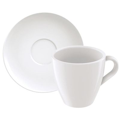 Conjunto com 6 Xícaras e Pires para Capuccino Tramontina Paola em Porcelana Branca - 200 ml