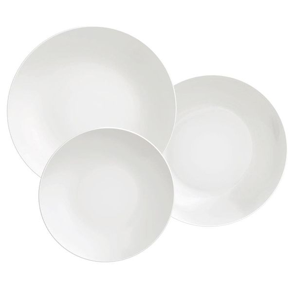 Conjunto com 12 Pratos Tramontina Leonora em Porcelana - Branco