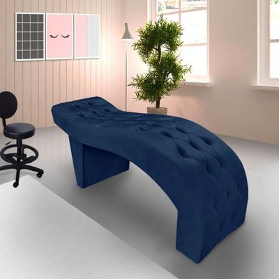 Maca Estofada Capitonê Clínica Salão Estética Suede Eduarda Azul Marinho