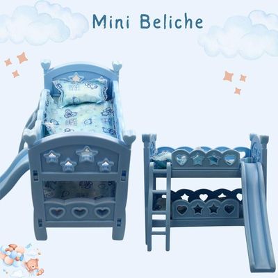 Mini Berço De Brinquedo Infantil Com Escorregador Azul