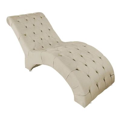 Recamier Divã Espreguiçadeira Para Sala Cliníca Aline Suede Bege