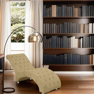 Recamier Divã Espreguiçadeira Para Sala Cliníca Aline Suede Bege