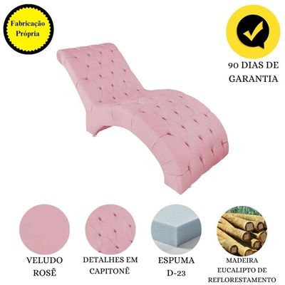 Recamier Divã Espreguiçadeira Para Sala Cliníca Aline Veludo Rosê