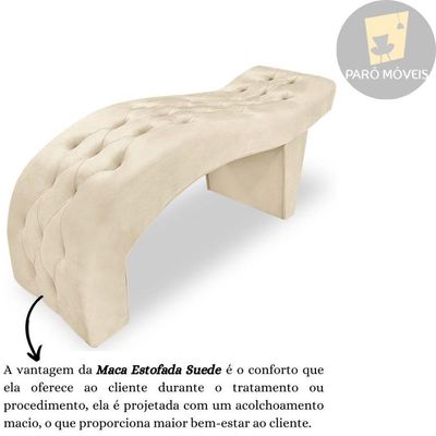 Maca Estofada Capitonê Clínica Salão Estética Suede Eduarda Bege