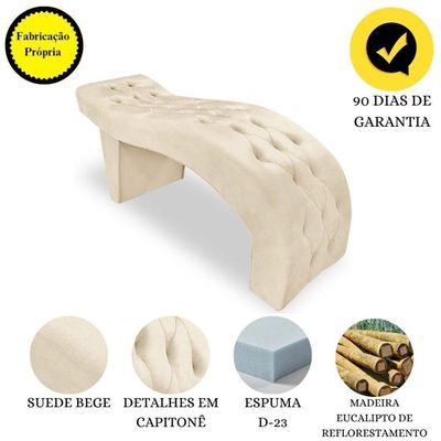 Maca Estofada Capitonê Clínica Salão Estética Suede Eduarda Bege