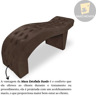 Maca Estofada Capitonê Clínica Salão Estética Suede Eduarda Marrom