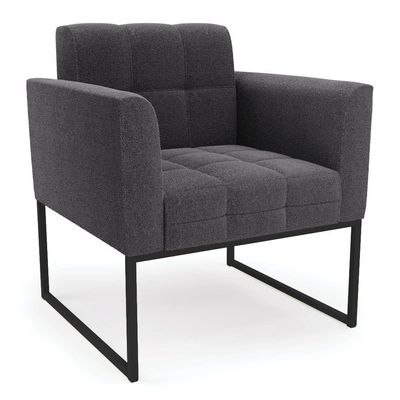 Poltrona Decorativa Industrial Preto Kit 2 Elisa Bouclê D03 - D?rossi Cor Grafite