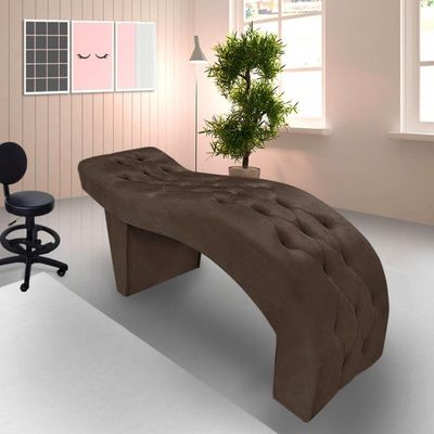Maca Estofada Capitonê Clínica Salão Estética Suede Eduarda Marrom
