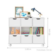 Nicho Organizador Com Rodízios Branco (1478.5) + 2 Kits 3 Gavetas Brancas (1479.5)