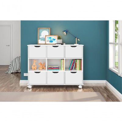 Nicho Organizador Com Rodízios Branco (1478.5) + 2 Kits 3 Gavetas Brancas (1479.5)