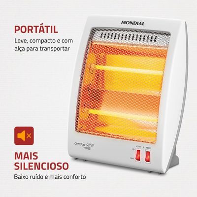 Aquecedor Quartzo Comfort Air III Mondial Branco/Cinza 900W A-16 220V