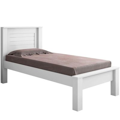 Cama Solteiro Roma Branco Com Colchão