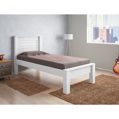 Cama Solteiro Roma Branco Com Colchão