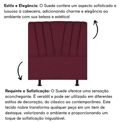 Cabeceira Estofada Cama Box Solteiro 90 Cm Louise Suede Bordô